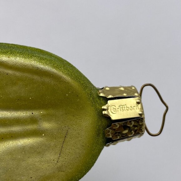 Vtg Christborn Realistic Sugar Frosted Pear Half Ornament Made In Germany 4” - Picture 7 of 7